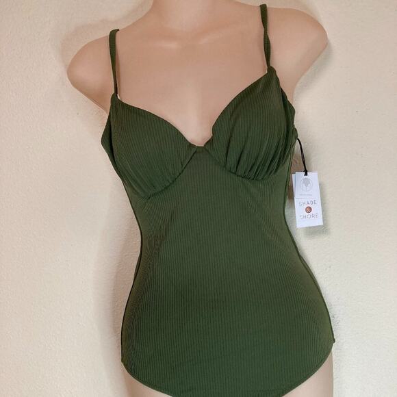 Shade & Shore Other - Shade & Shore Women's Swim Bathing Suit Size 32B One Piece Palm Green Lined